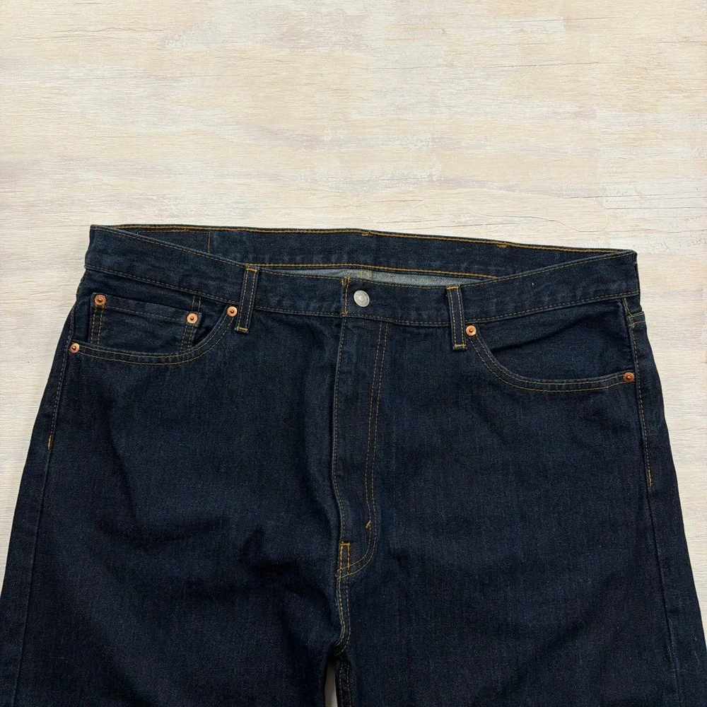 Levi's Jeans 505 Regular Fit Straight Leg Dark Wash Indigo Mens 42x32